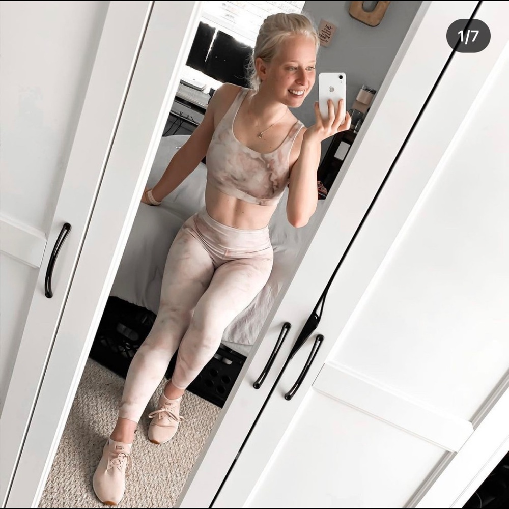 Athleta Elation 7/8 Marble Pink Leggings